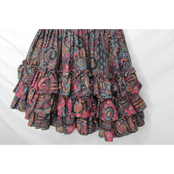 Pazazz Paisley Pageant Dress Girls Size 5 Full Circle Tiered Ruffles USA Made - Picture 3 of 10